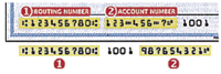 Check routing and account number example