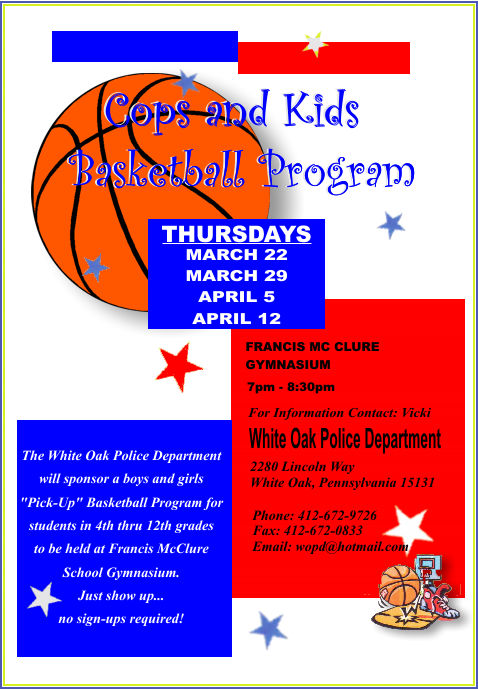 Cops and Kids Basketball Program Sponsored by the White Oak Police Department